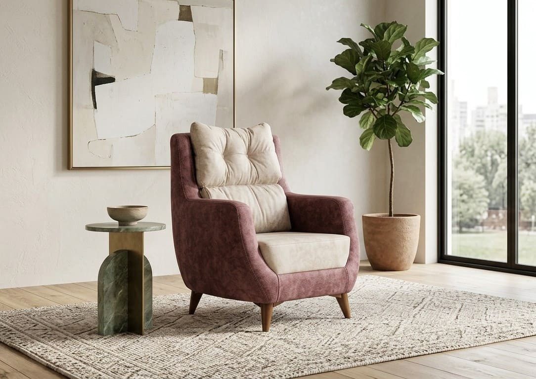 JVmoebel Loungesessel Sessel Moderner Stil Rot Chesterfield Bequem Stilvoll Minimalistisch (1-St), Made in Europa