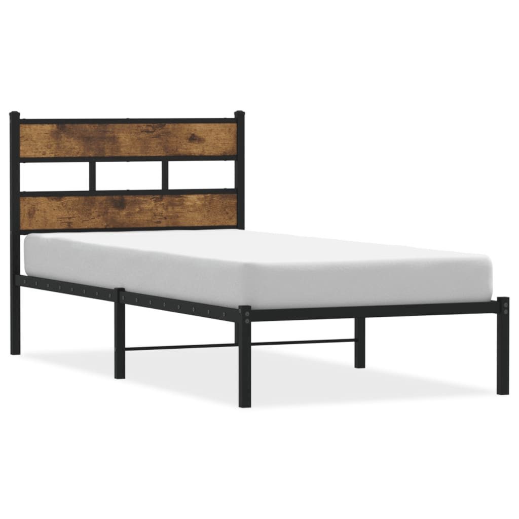 vidaXL Bett Metallbett ohne Matratze Räuchereiche günstig online kaufen