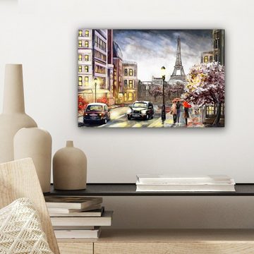 OneMillionCanvasses® Gemälde Gemälde - Paris - Frankreich - Öl, (1 St), Wandbild Leinwandbilder, Aufhängefertig, Wanddeko, 30x20 cm