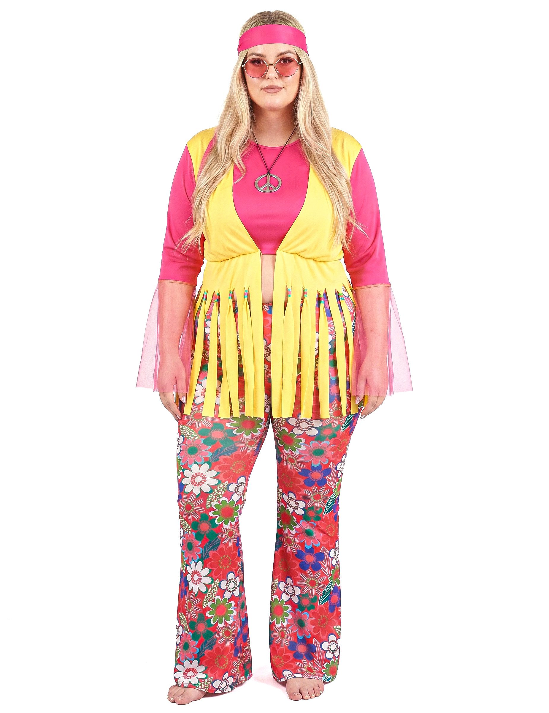 JADEO Kostüm Plus Size Hippie Kostüm für Damen rosa
