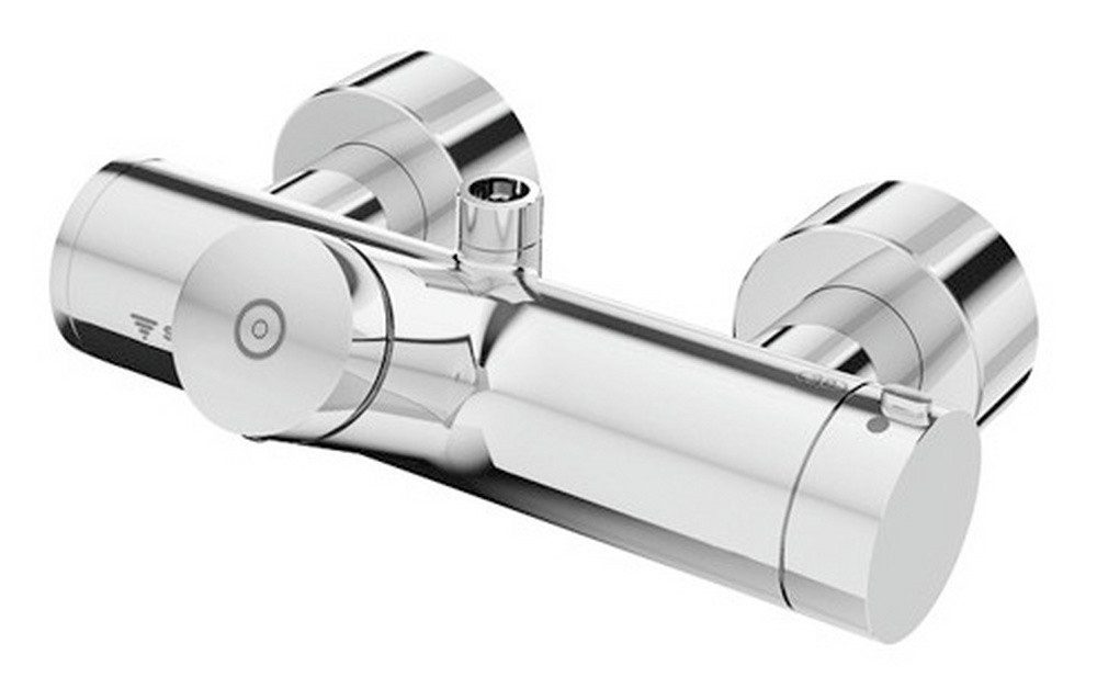Schell Brausethermostat Vitus Aufputz-Duscharmatur Selbstschluss Abgang oben m. Ventil zur