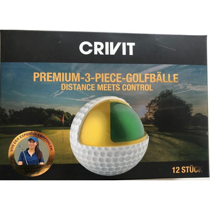 crivit Golfball 12x crivit Premium 3-Fach Golfbälle Distanz Golfball Profi Turnier Golfbälle 3-Fach Mantel