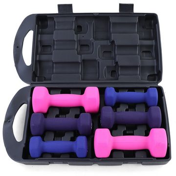 RAMROXX Hantel-Set 10kg Fitness Vinyl Hanteln Set 2x1kg 2x1,5kg 2x2,5kg Gymnastikhanteln Kurzhantel