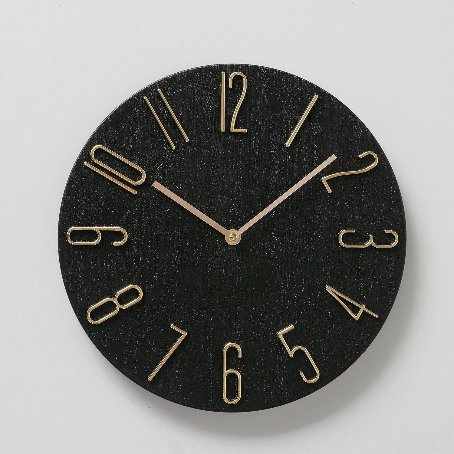 BOLTZE GRUPPE GmbH Wanduhr TEMPO, Ø 30 cm, Goldgelb, Schwarz, Melaminharz, (Analog, Batteriebetrieben)