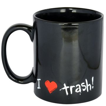 United Labels® Tasse Sesamstraße Tasse Oskar aus der Tonne - I Love Trash! Schwarz 320 ml, Keramik
