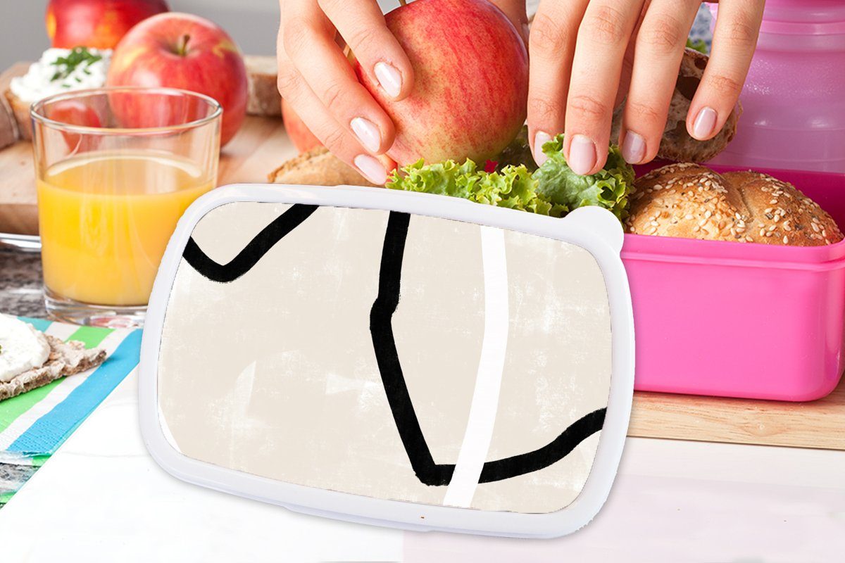 Lunchbox Kunststoff - MuchoWow Design, für Snackbox, Erwachsene, Minimalismus Brotdose Rosa (2-tlg), Kinder, Brotbox - Mädchen, Kunststoff,