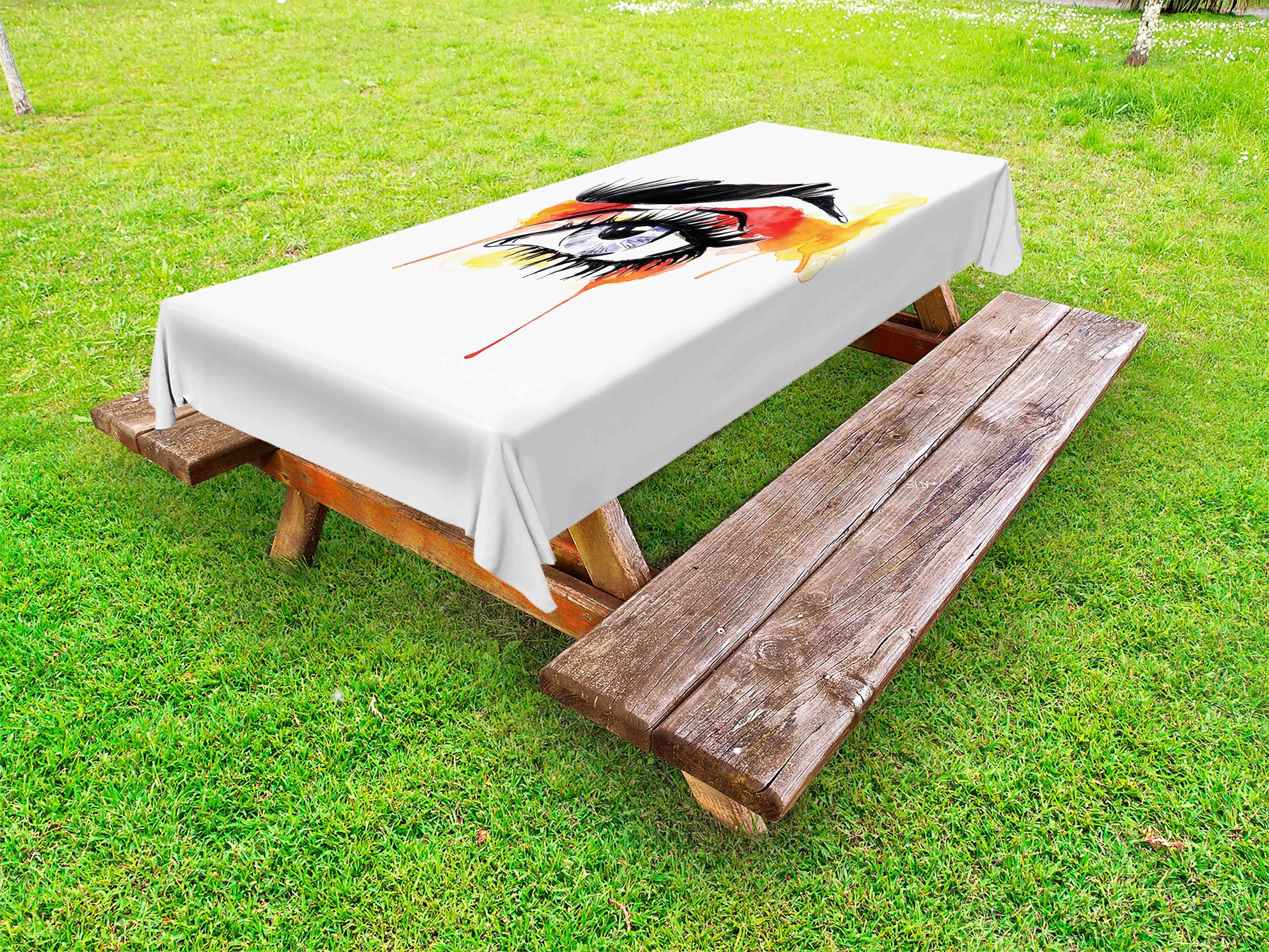 Abakuhaus Tischdecke dekorative waschbare Picknick-Tischdecke, Malen Drippings mit Augenbraue