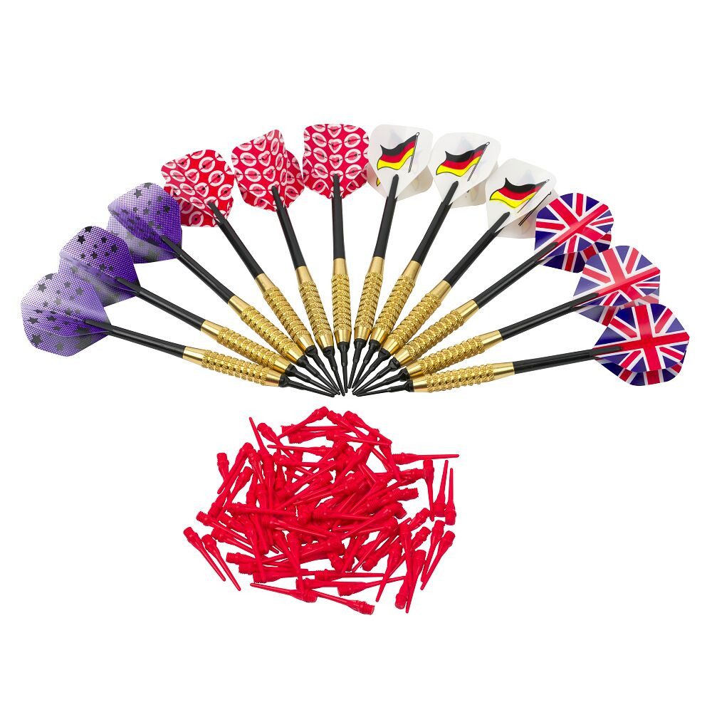 Kings Dart Softdarts Steeldart-Set inkl. 100 Longlife-Spitzen, Lange Lebensdauer