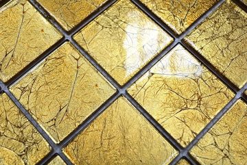 Mosani Mosaikfliesen Glasmosaik gold Mosaikfliese Struktur Fliesenspiegel Küche