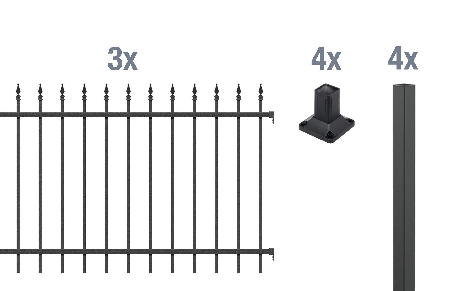 Alberts Metallzaun Zaun-Set Chaussee,matt-sw,zA1000/6, Zaun-Set Chaussee,matt-sw,zA1000/6