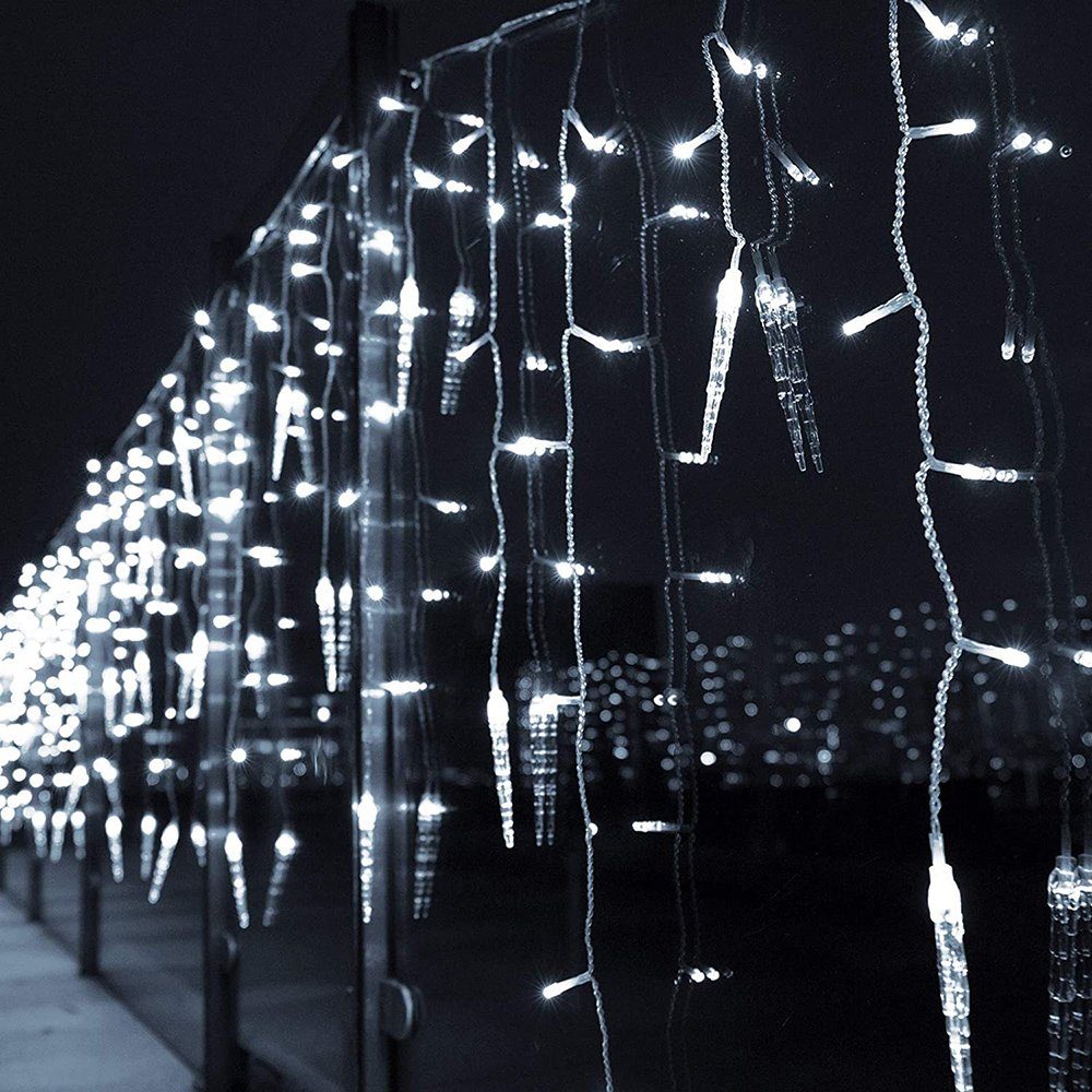 Laybasic Lichterkette LED-Lichterkette,3.5M,LED Eiszapfen Lichter,LED-Lichtervorhang, Weiß 8 Geburstag Weihnachten,Party, wasserdicht,Weihnachtliche,für Modi