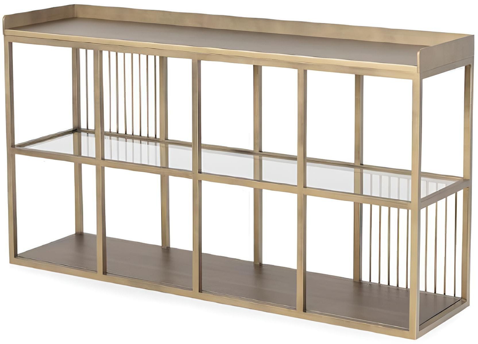 Xlmoebel Konsolentisch Konsolentisch aus Glas mit goldfarbenem Metallrahmen (1-St), Made in Europa