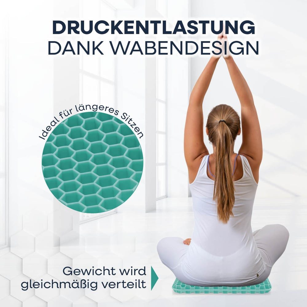 VITALmaxx Sitzkissen mit Wabenstruktur - Büro Stuhlkissen orthopädisch, atmungsaktiv, Bodenkissen - für Auto, Büro & unterwegs - orthopädisches Sitzkissen