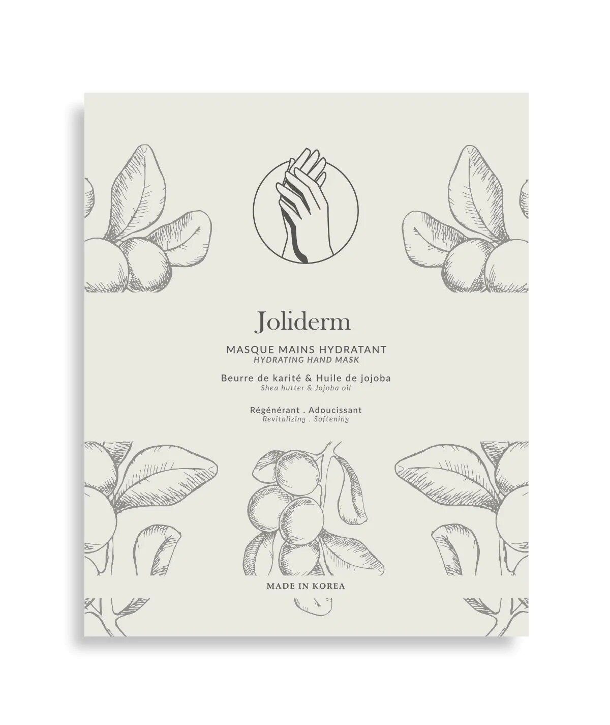 Joliderm Handmaske Sheabutter und Kokosnussöl Hydratisierende und weichmachende Handmaske