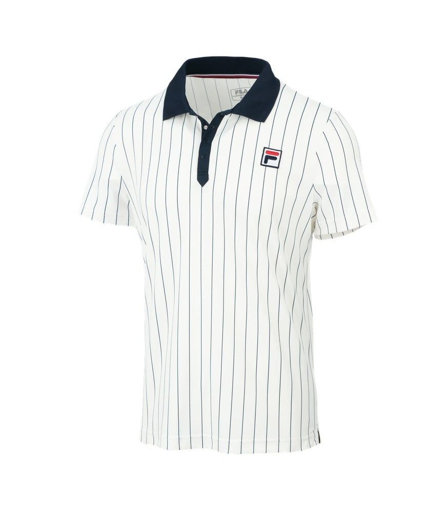 Fila Poloshirt Stripes Björn Retro-Look (100% Polyester) weiss/navyblau Her günstig online kaufen