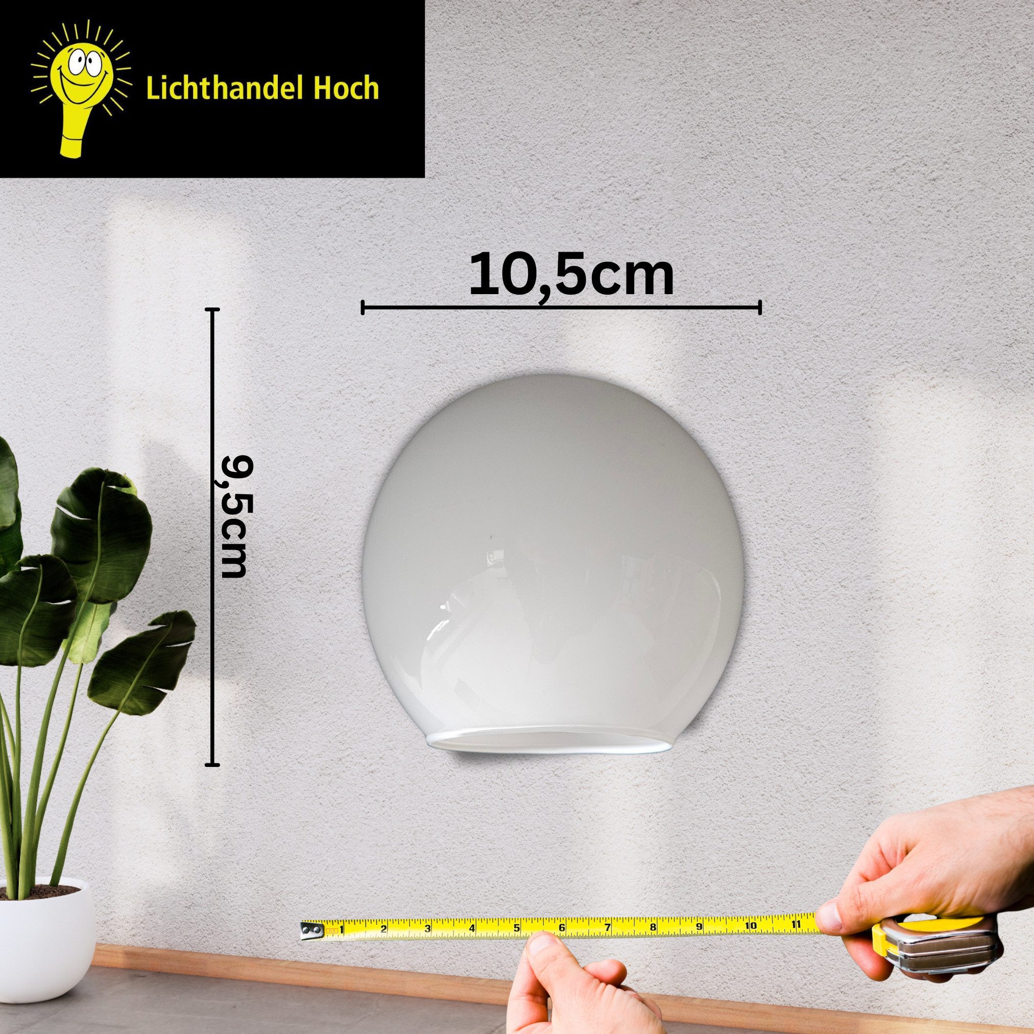 Lichthandel Hoch Lampenschirm Ersatzglas Kugel Weiß - Rundes Lampenglas E14 Fassung Glas Opal Weiß, weiß glänzend, Ideal für DIY-Lampen, Restaurierungen oder als Ersatz