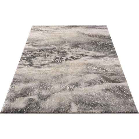 Teppich Marmor, my home, rechteckig, Höhe: 12 mm, Teppich in moderner Marmor Optik, Hoch Tief Effekt, flach, einfarbig