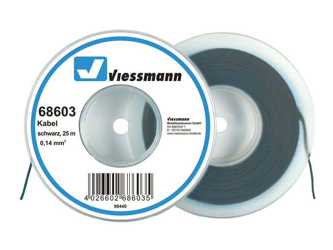 Viessmann Modelleisenbahn-Stecker Viessmann 68603 Kabel auf Abrollspule 0,14 mm², schwarz, 25 m