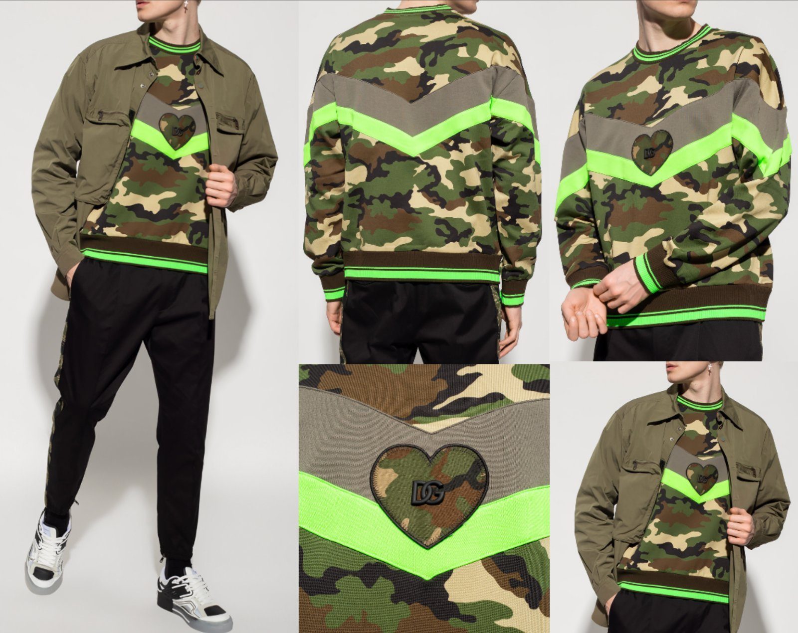 DOLCE & GABBANA Sweatshirt DOLCE & GABBANA REBORN TO LIVE Camo Sweater Sweatshirt Pullover Pulli