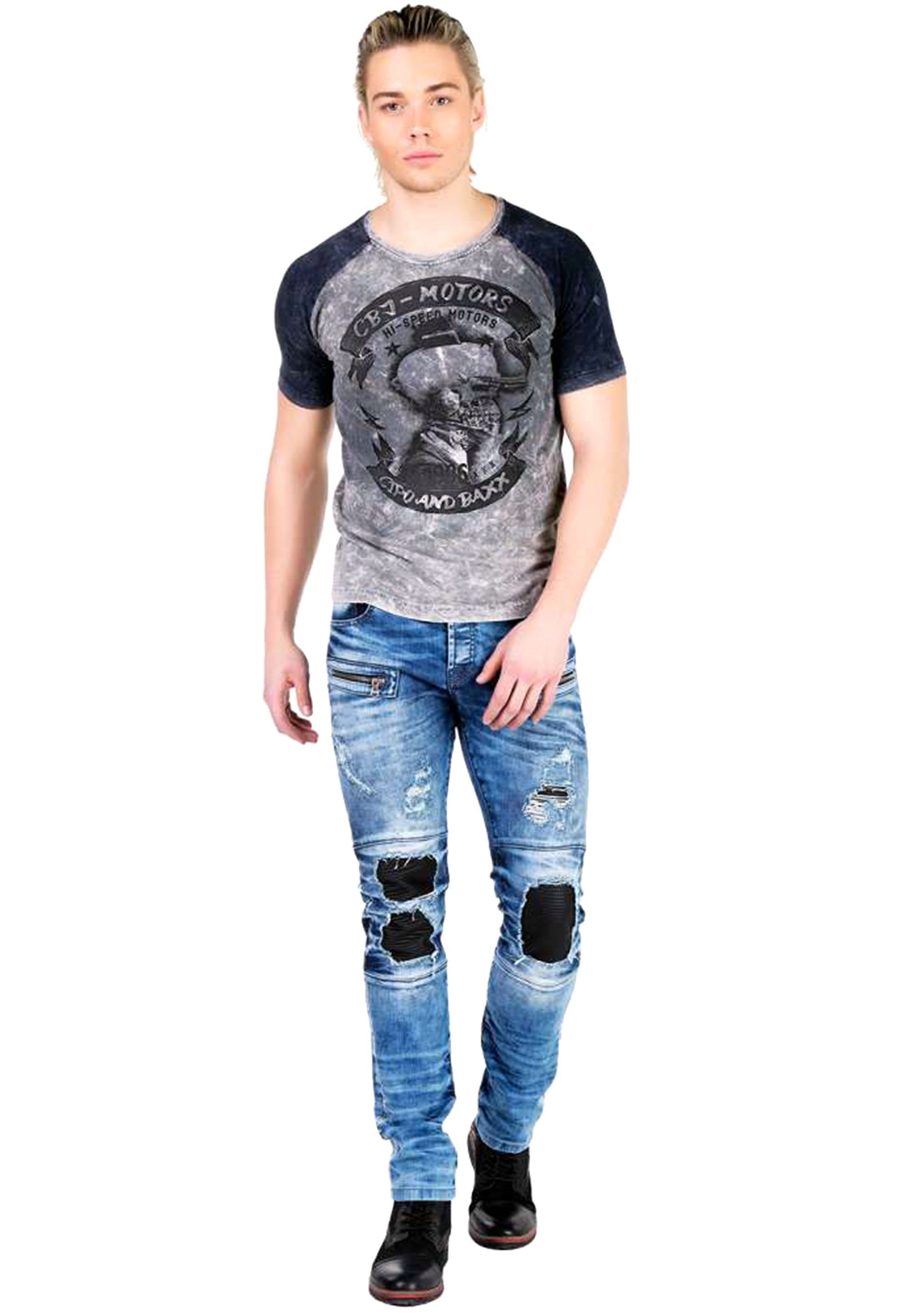 Rückenprint und Cipo T-Shirt Front- Baxx & coolem mit