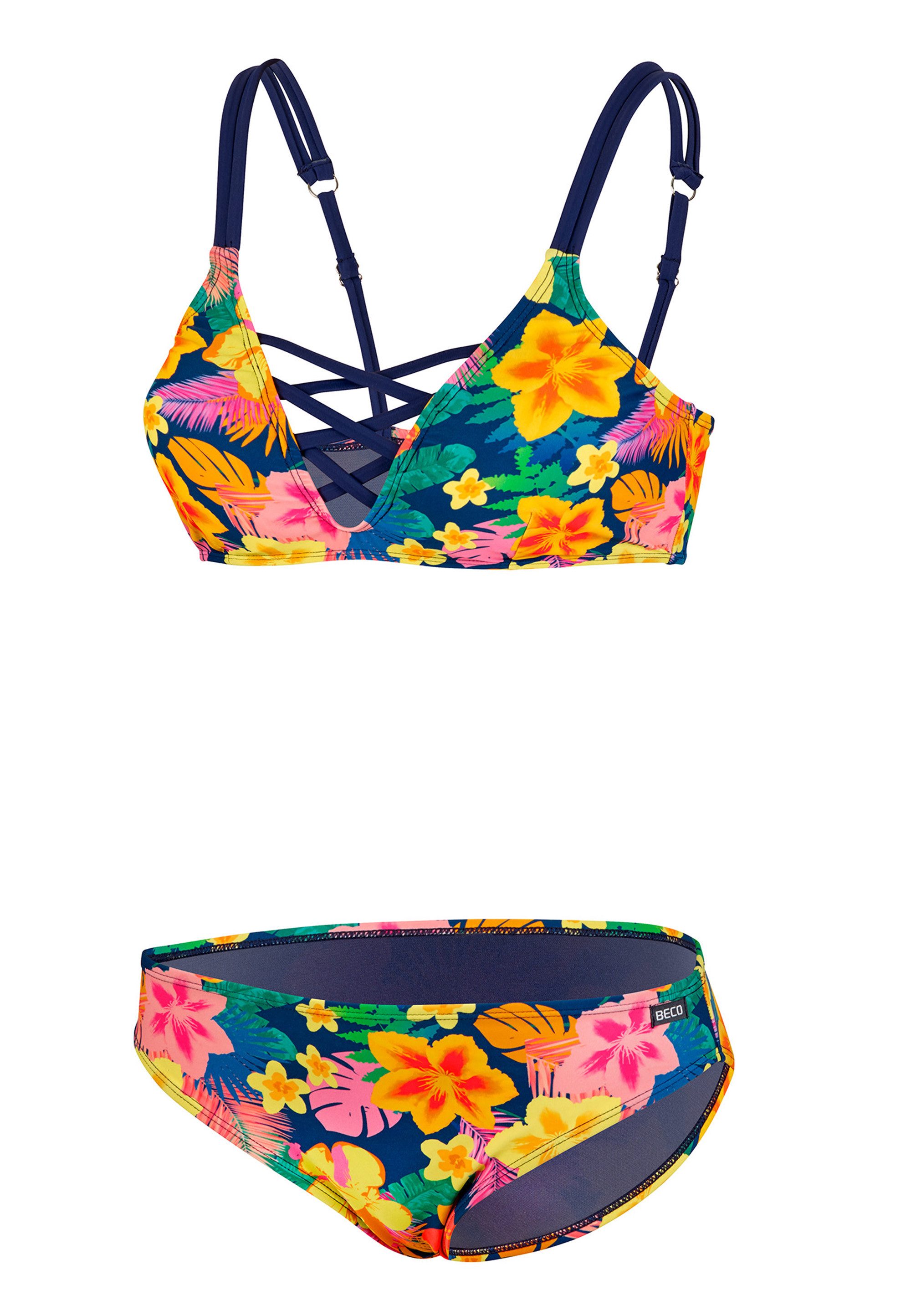 Beco Beermann Triangel-Bikini-Top Summer Flowers (2-St), mit Criss-Cross-Straps am Dekolleté