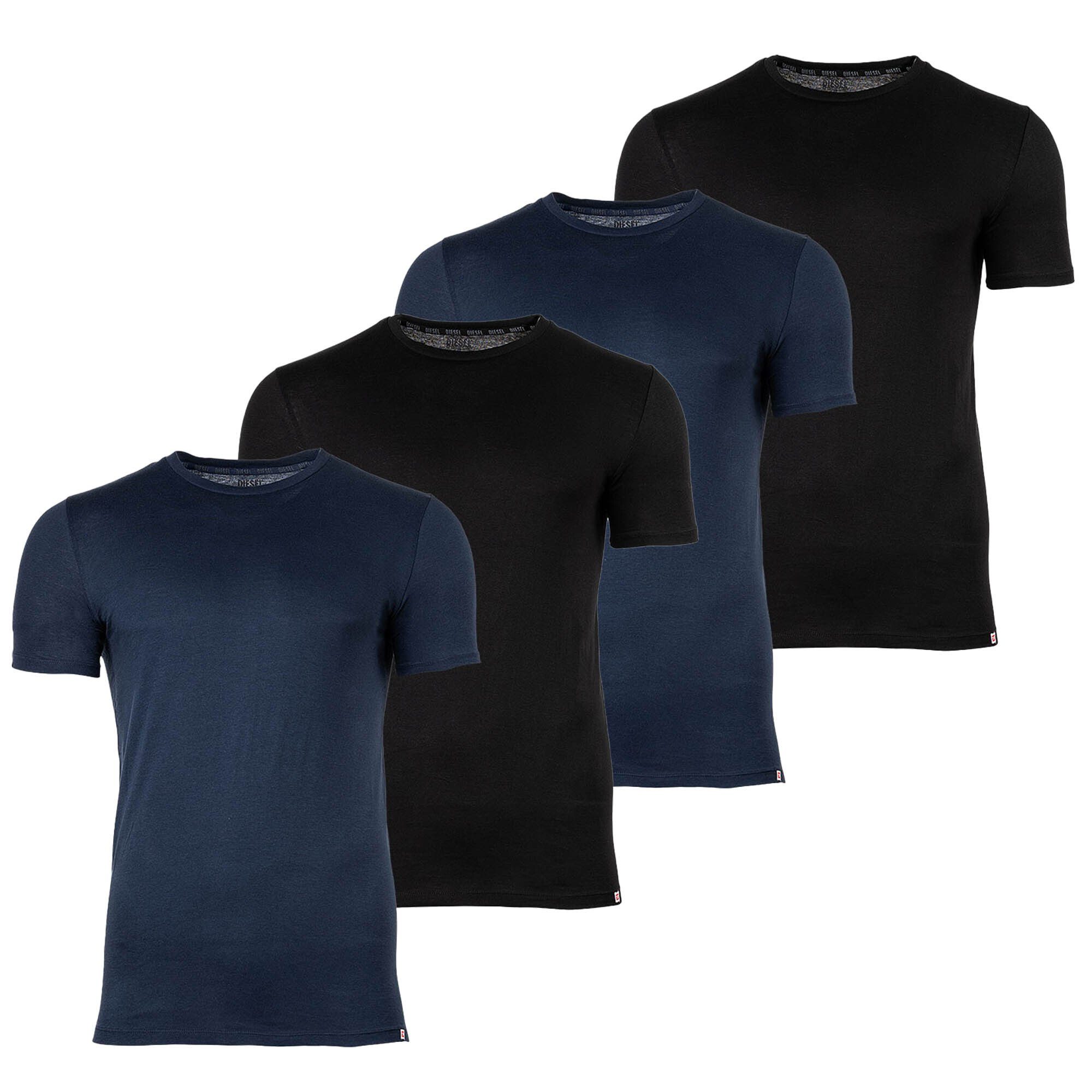 Diesel T-Shirt Herren T-Shirt 4er Pack - UMTEE-RANDAL-TUBE Schwarz/Blau