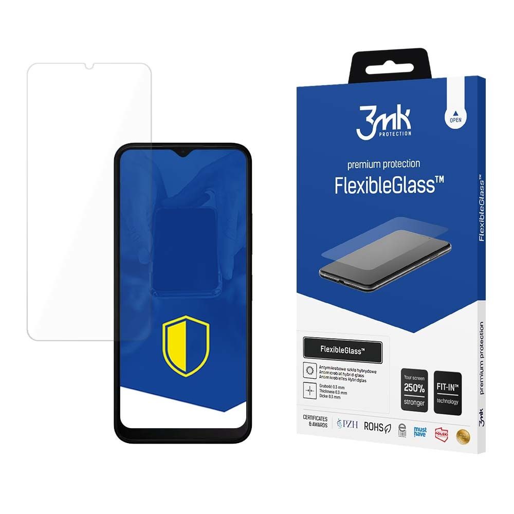 3MK Displayschutzglas Panzerglas Hybridglas Bildschirmschutz für Nokia C32, Spar-Set, 1 Stück, kratzfest, stoßdämpfend, antibakteriell, ölabweisend