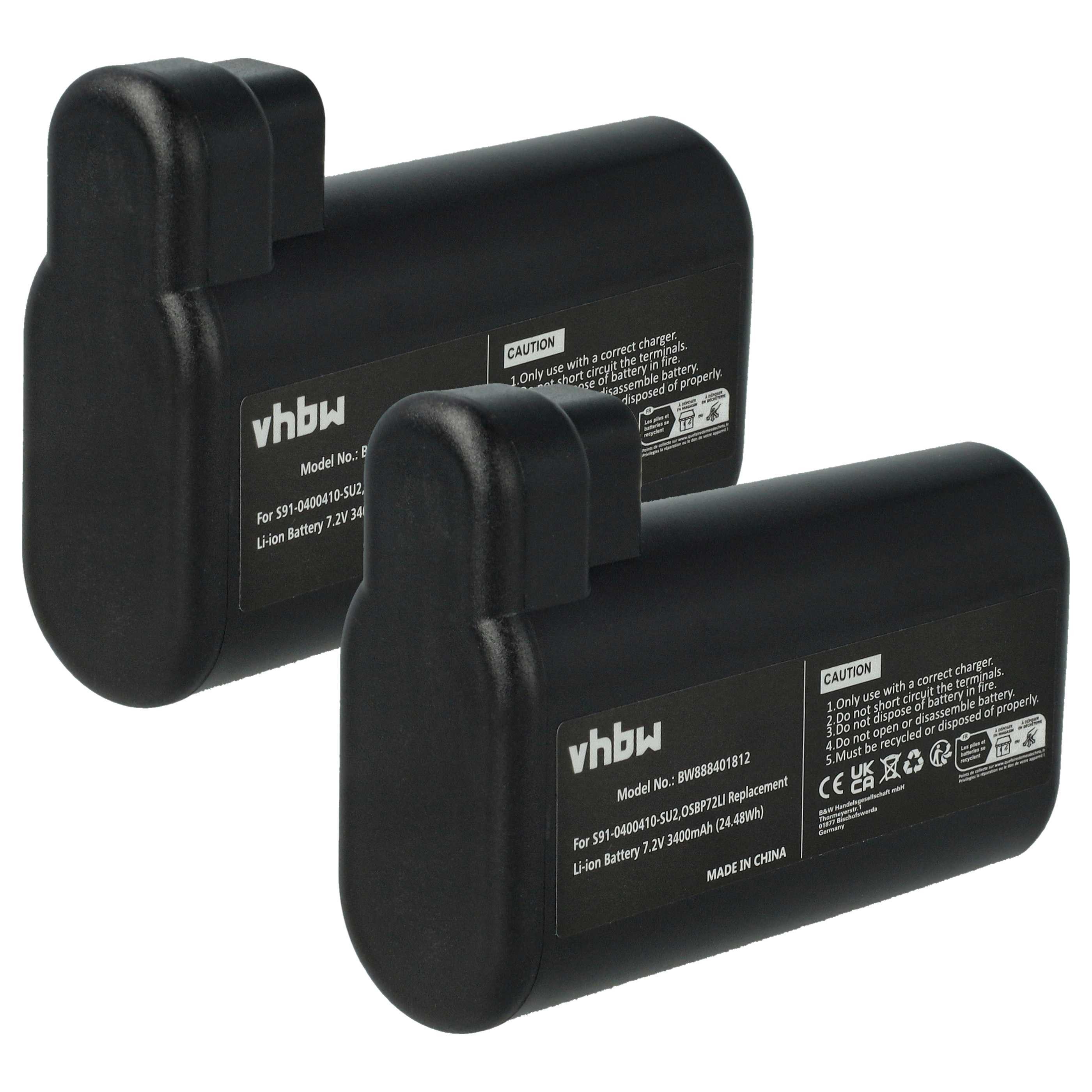 vhbw Akku Ersatz für AEG S91-0400410-SU2, OSBP72LI für Staubsauger / Staubsauger-Akku Akku Li-Ion 3400 mAh (7,2 V, 2 St), Leistungsfähige Austausch-Akkus für Ihren Saugroboter