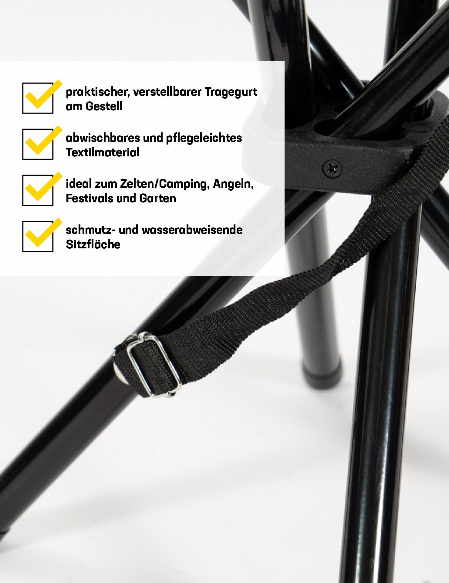 KIRKJUBOUR Angelhocker "Freydis" Vierbein Outdoor Hocker, klappbar