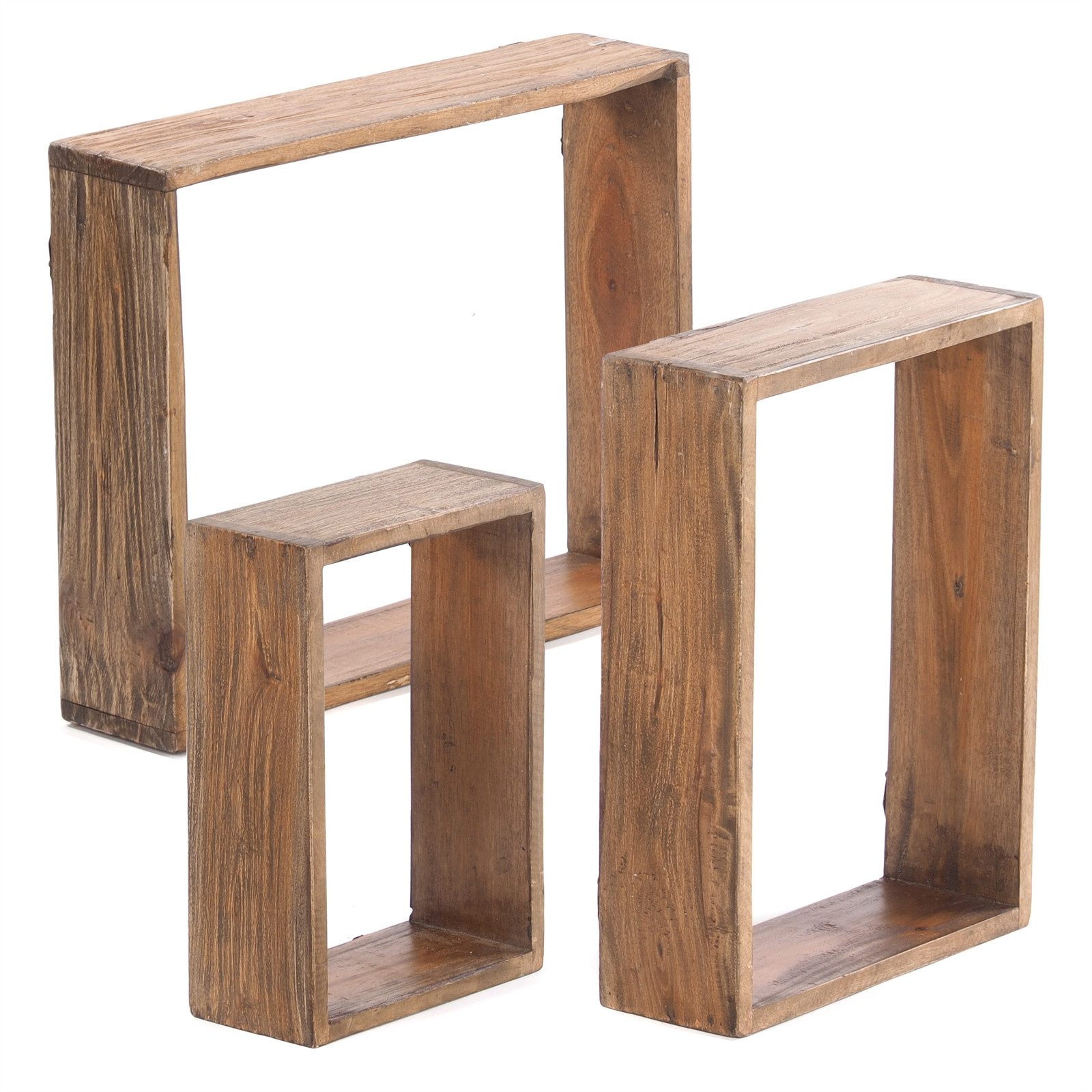 DESIGN DELIGHTS Regal REGALE CUBEN 3ER SET, Altholz massiv 3 Größen, Deko Wandregal