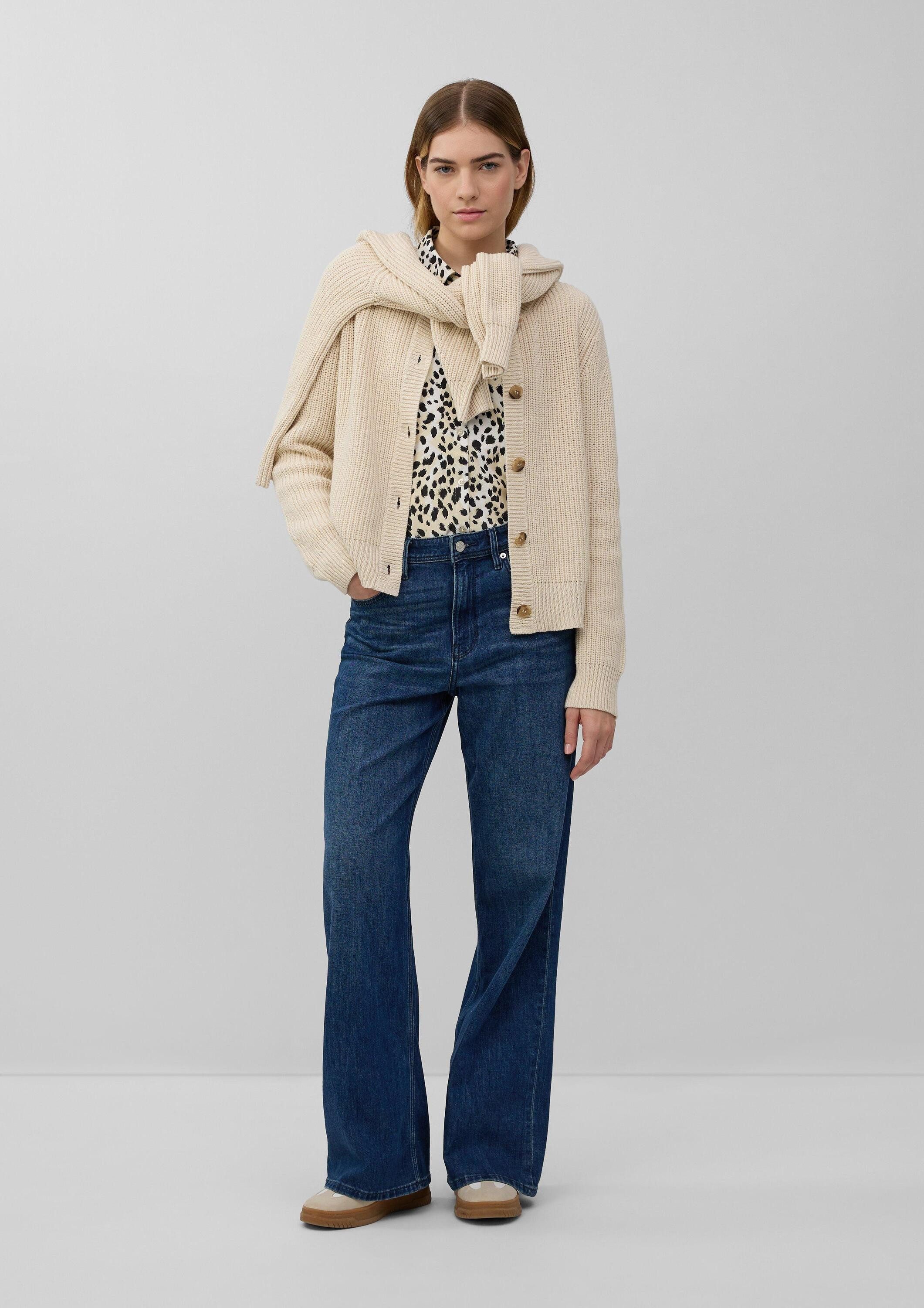 s.Oliver Cardigan Strickjacke Cardigan aus Baumwollmix in Ripp-Optik