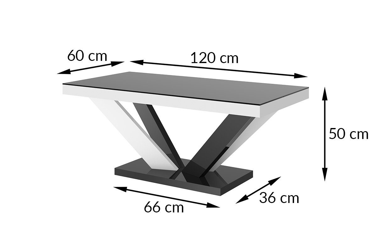 Hochglanz Wohnzimmertisch Design Tisch designimpex Couchtisch Highgloss HV-222 Hochglanz Weiß Couchtisch - Marmor dunkel Hochglanz