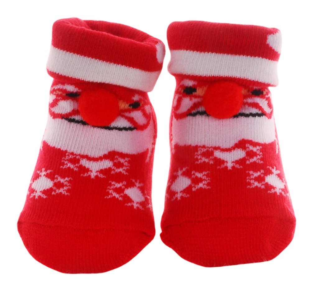 Socken Baby Socken weihnachtlich in rot Erstlingssocken rote Söckchen zur Weihnachten für Neugeborene, neutral
