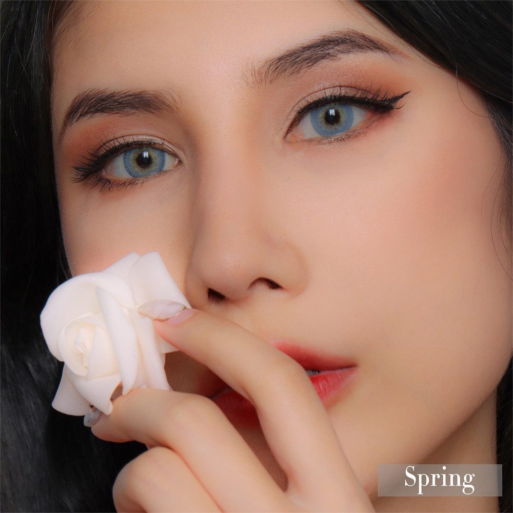 KokoLenses Jahreslinsen Farbige Kontaktlinsen Blau deckend weiche Augen Linsen ohne Sehstärke, Wunderschöne Blaue Jahreslinsen natürliche Kontaktlinsen Damen Herren