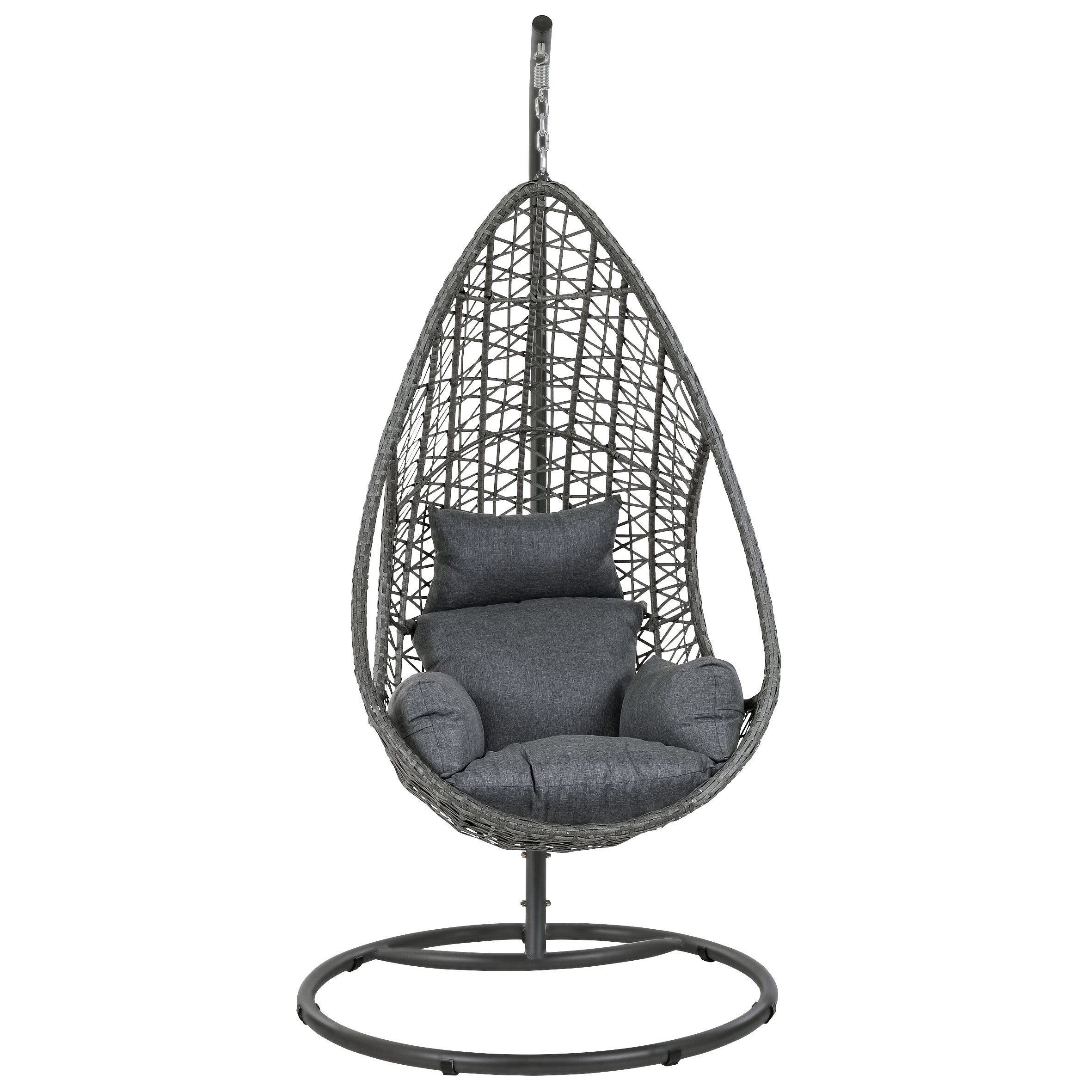 Greemotion Hängesessel Aurela mit Gestell grau für Indoor Outdoor mit Kissen