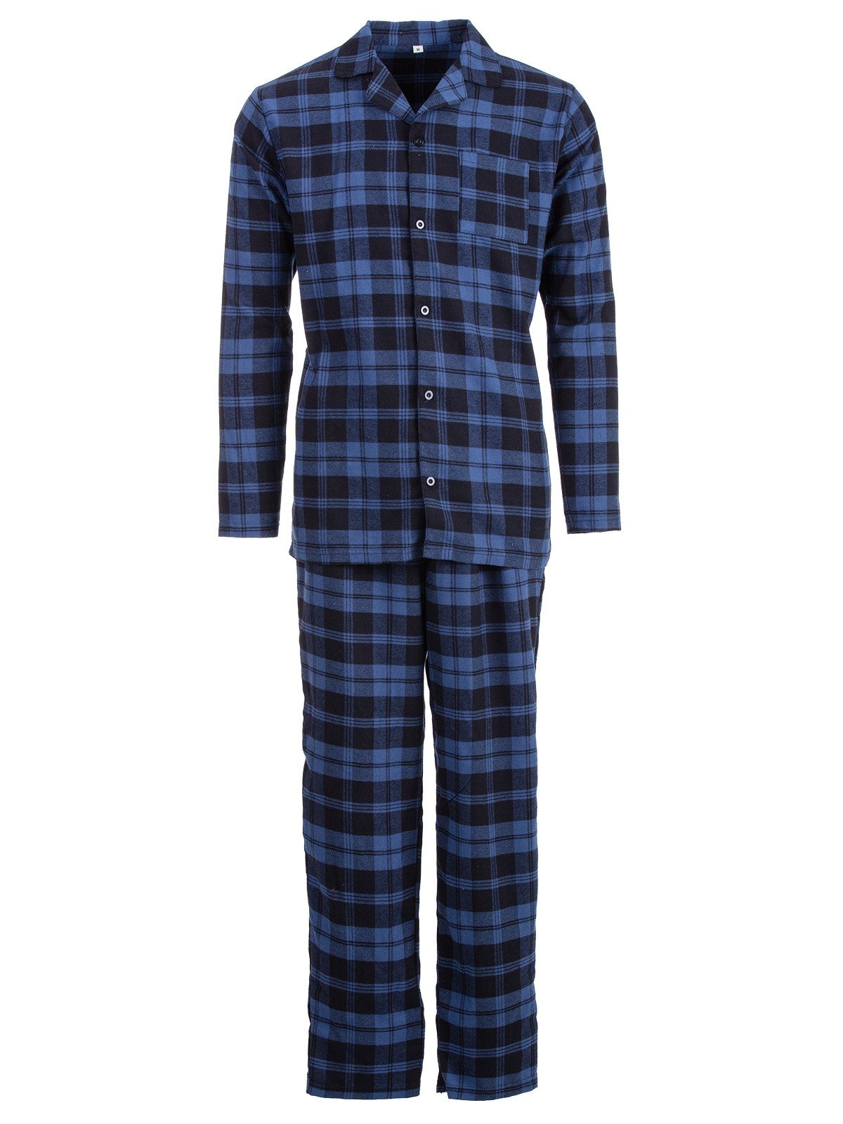 Henry Terre Pyjama Kent Langarm - Karo Look Hemdkragen durchgeknöpft Tartan Holzfäller