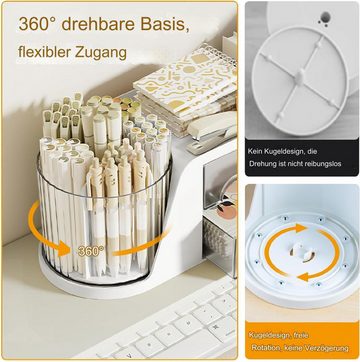 HIBNOPN Make-Up Organizer Organizer mit Drehbar Stiftehalte, 360 Rotierende mit 2 Schubladen, 1-tlg.