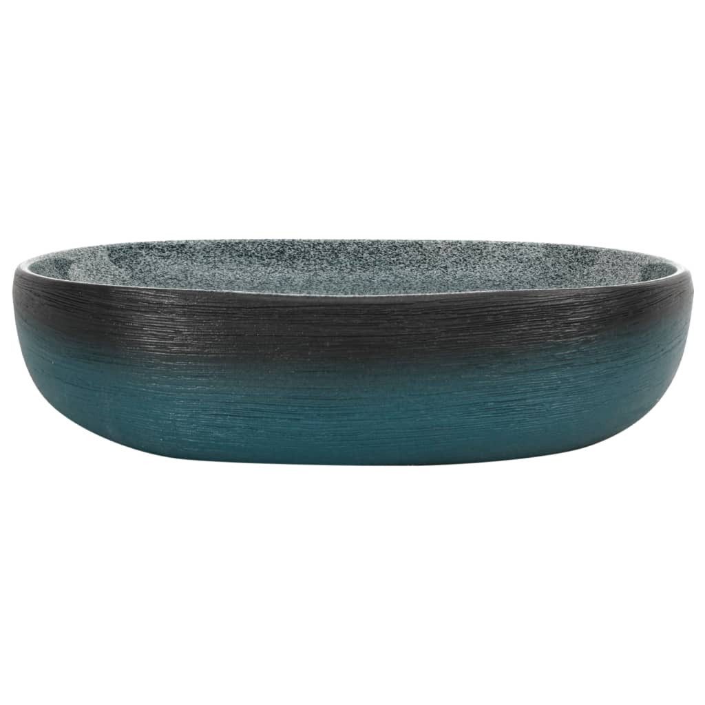 vidaXL Waschbecken 59 x 40 x 14 cm Waschbecken Badezimmer Aufsatzwaschbecken Türkis Oval