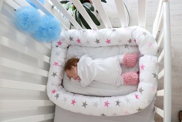 Bettrolle Babybett Nestchen Schlange, Wickeltischumrandung BiG Stars rosa, Babymajawelt, Lagerungshilfe im Schlaf, Sitzen, Liegen oder Entspannen. Made in EU