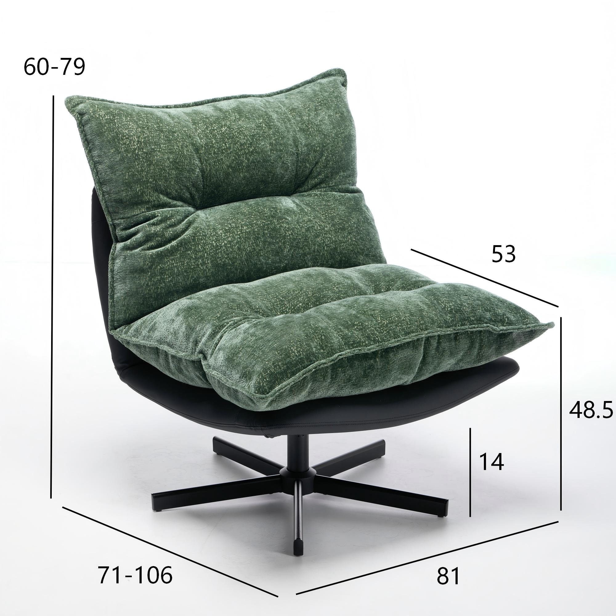 Odikalo Relaxsessel Loungesessel Polsterstuhl mit 3-Stufen-Rückenlehne (Drehbarer Relaxsessel mit Metallbeine Cat-Scratch-Kunstleder, Chenille-Bezug & Memory-Foam-Füllung 360°-Schwenkfunktion)