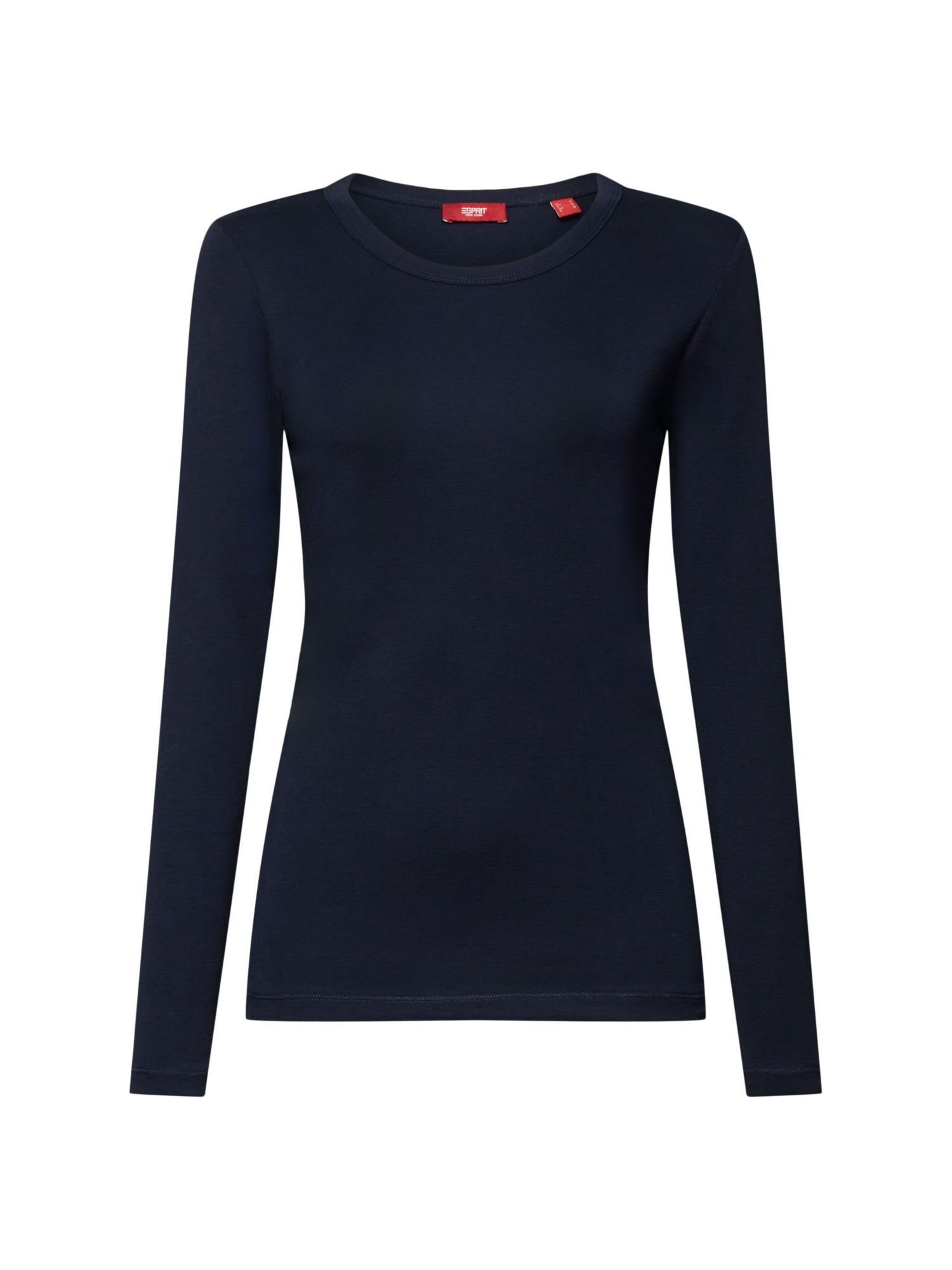 Esprit Langarmshirt Jersey-Longsleeve aus Bio-Baumwolle (1-tlg) NAVY