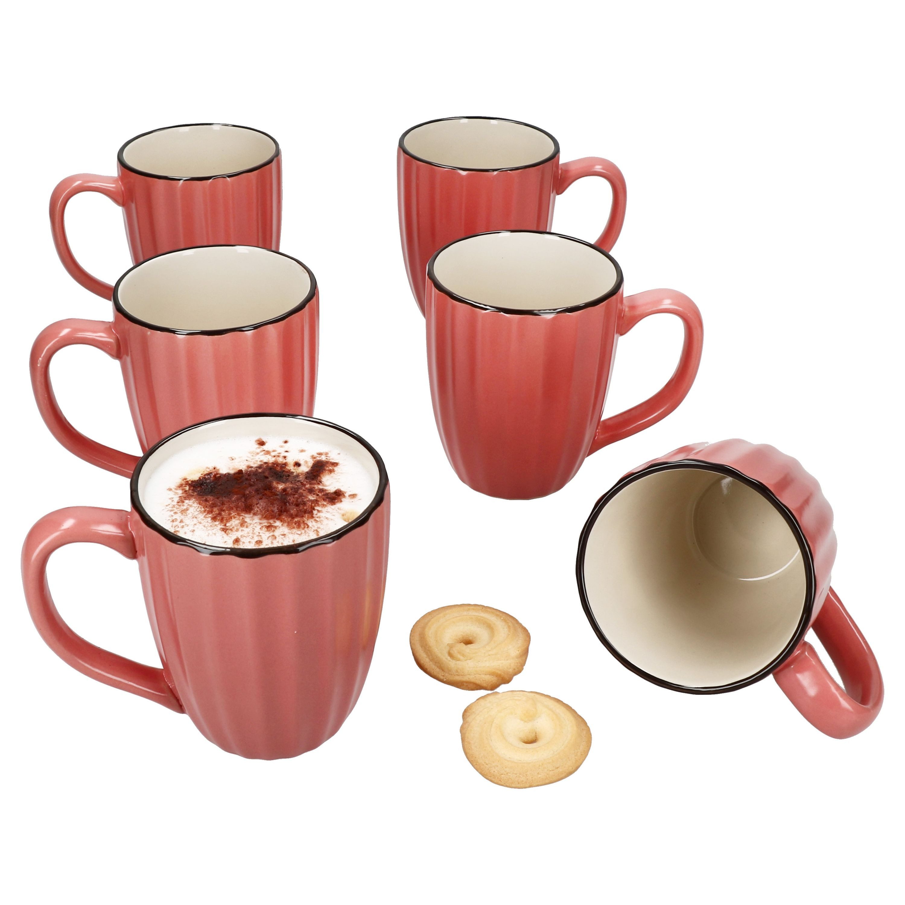 MÄSER Tasse Mäser OSITA Rose Weiß 6x Kaffeebecher 300ml rosa Steingut-Tassen, Steingut