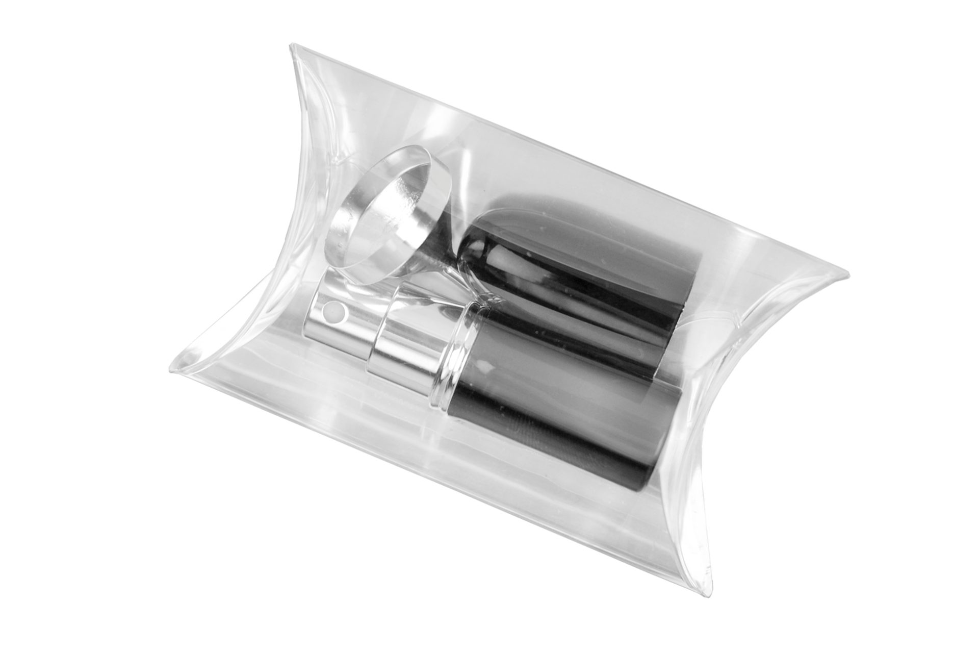 Fantasia Beauty Parfümzerstäuber Taschenzerstäuber schwarz für 4 ml + Trichter silberfarben (1 St), Parfümzerstäuber