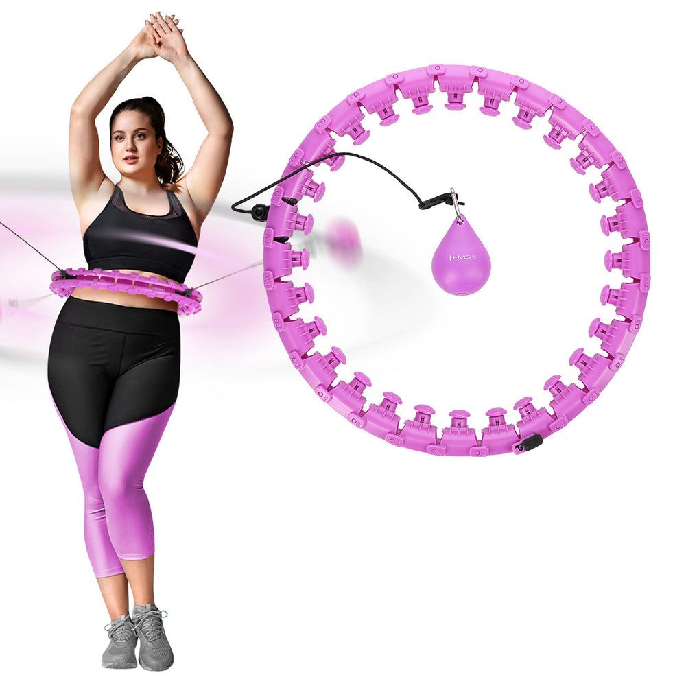 HMS Hula-Hoop-Reifen Fitnessreifen Taillentrainer Bauchtrainer (Spar-Set, 1-tlg., 51 cm verstellbar), Plus Size, 28 Elemente, Schwerkraftball, Massage