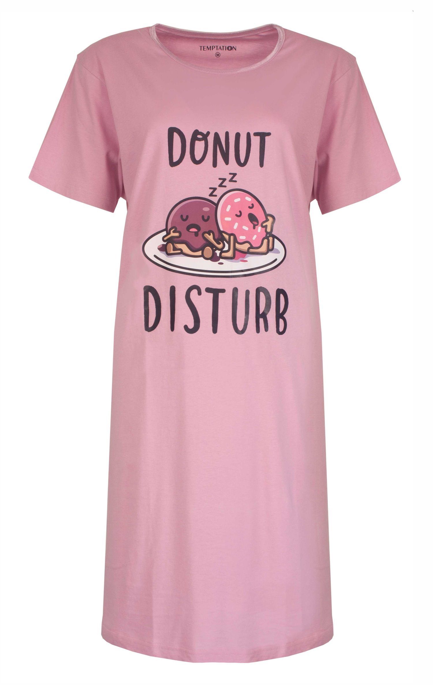 TEMPTATION Nachthemd Damen Schlafshirt (1-tlg) Baumwolle pink