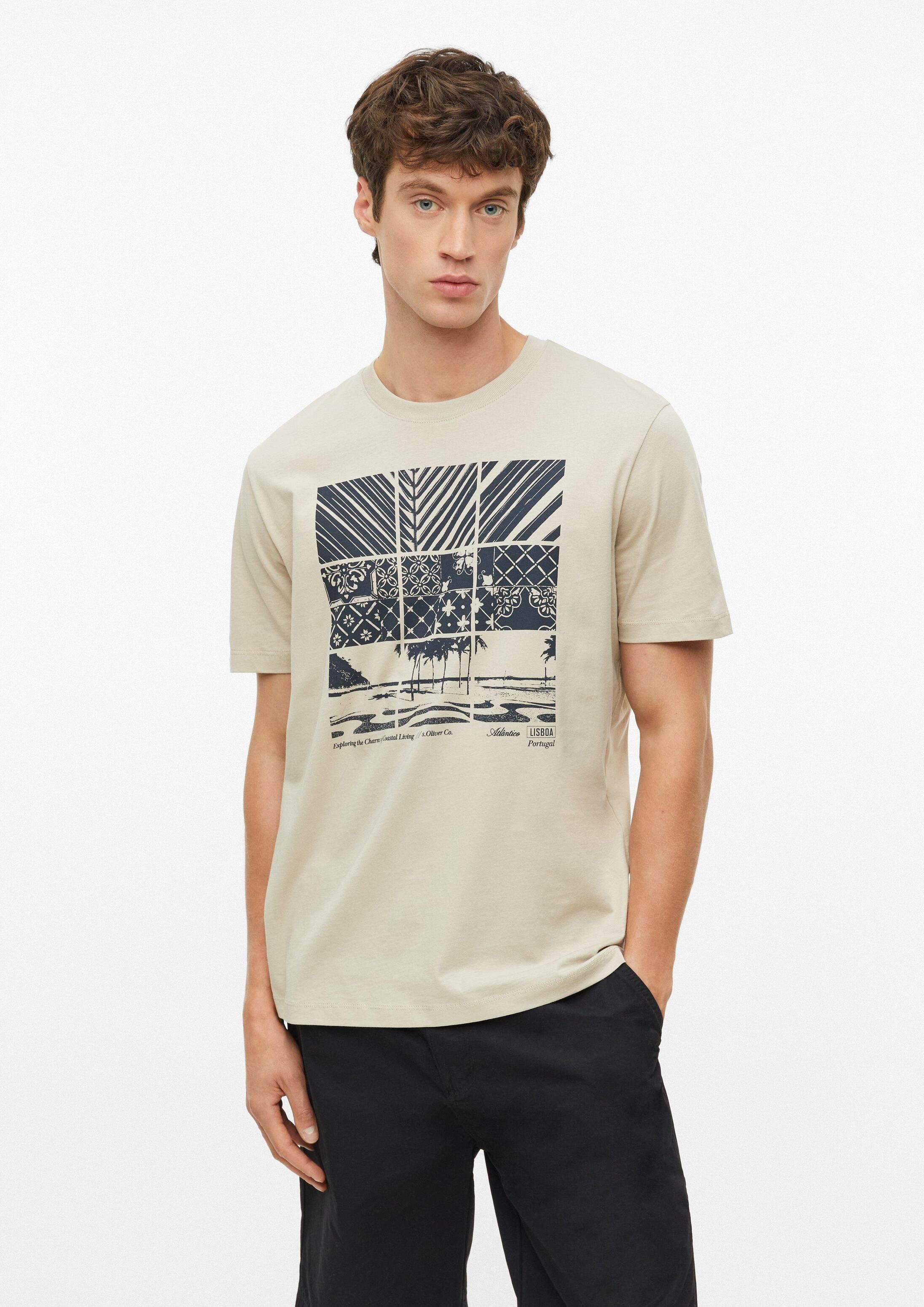 s.Oliver Kurzarmshirt T-Shirt Baumwoll-T-Shirt mit Frontprint