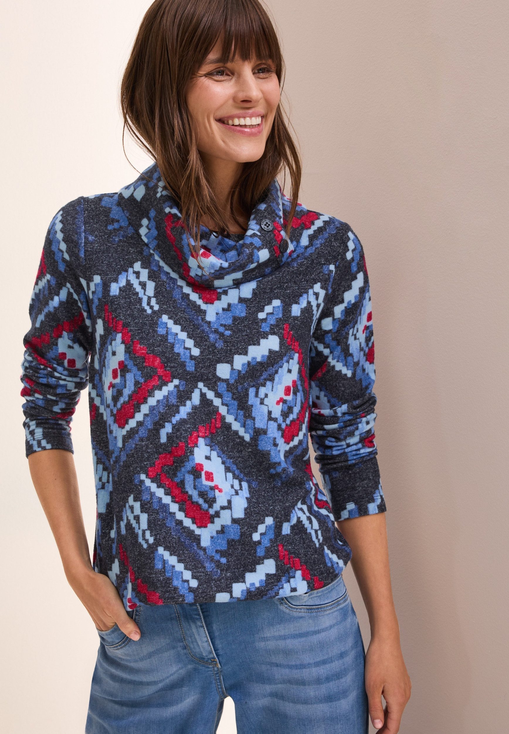 CECIL Longsleeve Multicolor AOP Melange Shirt günstig online kaufen
