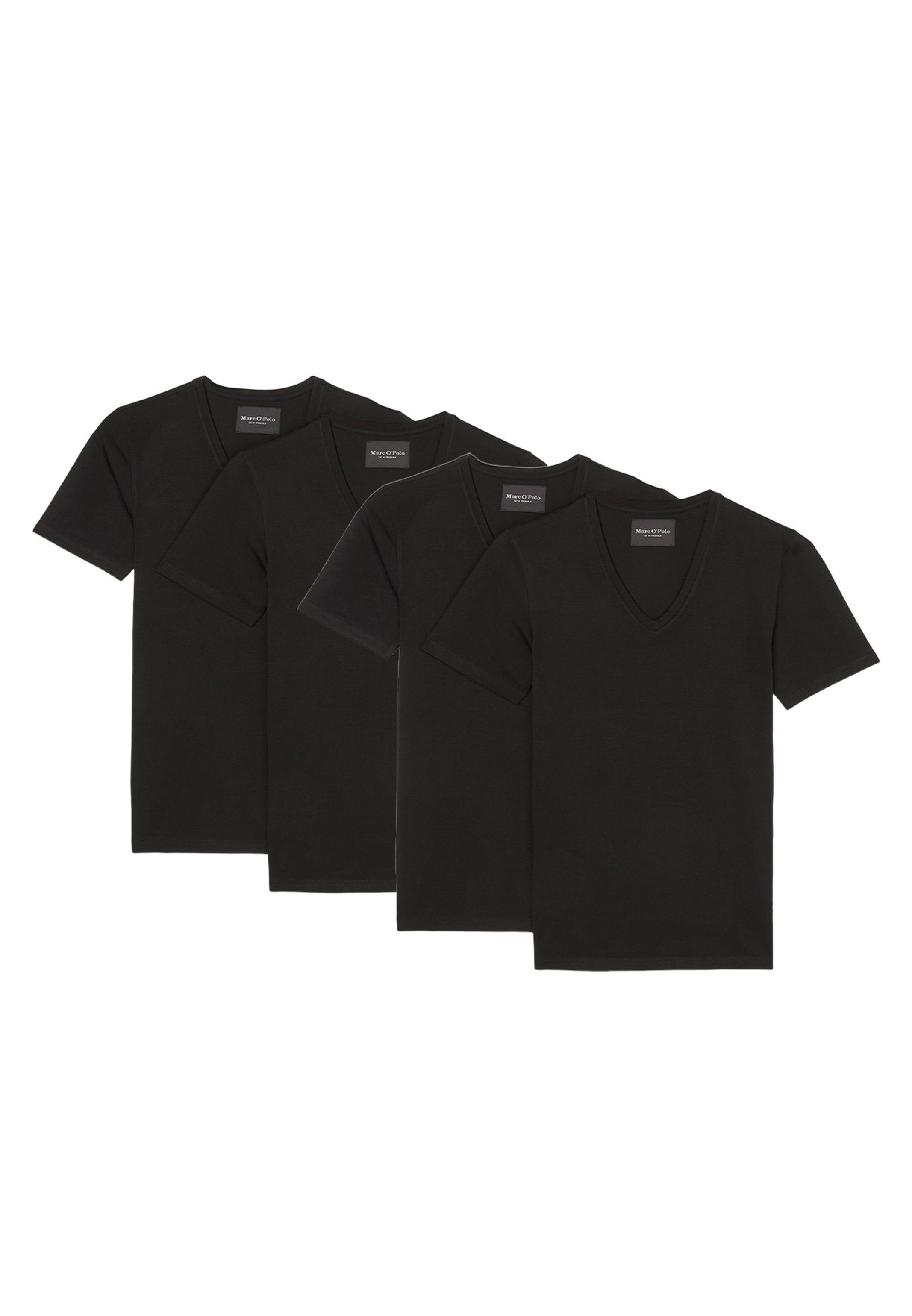 Pack / - Organic Unterhemd 4-St) (Spar-Set, Shirt Essentials Cotton Unterhemd O'Polo Langarm - Marc Baumwolle Schwarz 4er