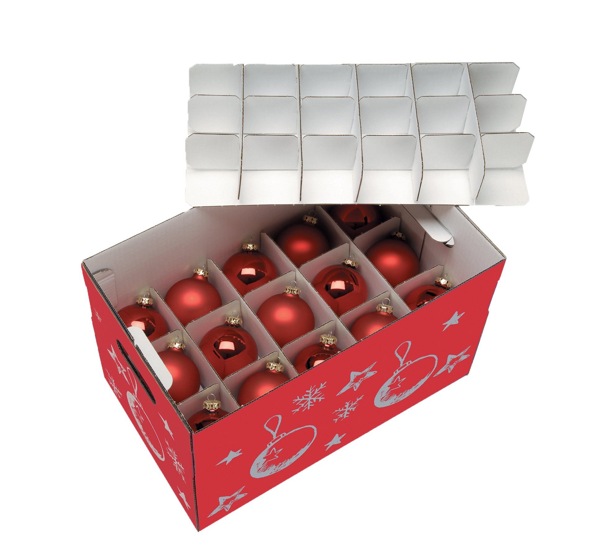 NIPS Aufbewahrungsbox CHRISTMAS mit variabler Innenaufteilung auf 3 Ebenen (1 St), für Christbaumkugeln, Weihnachtsschmuck, Weihnachtsdeko, Wellkarton