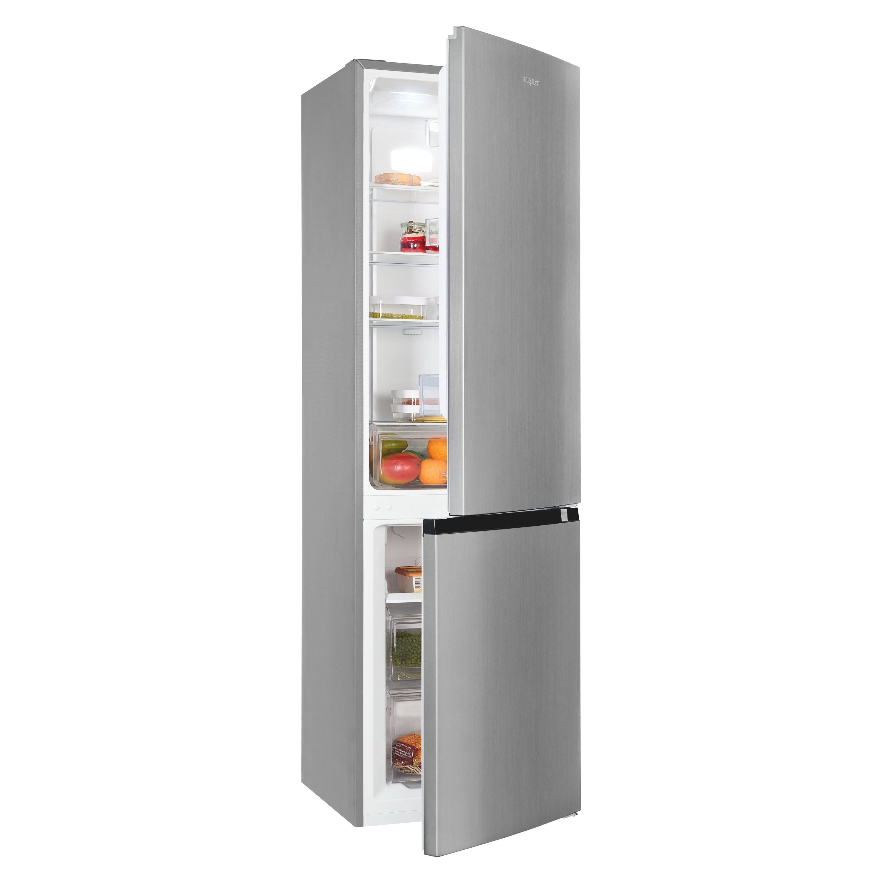 exquisit Kühl-/Gefrierkombination KGC5265-70-NF-040D inoxlook, 180,5 cm hoch, 54,5 cm breit, No Frost im Gefrierteil und elektronische Temperaturregelung